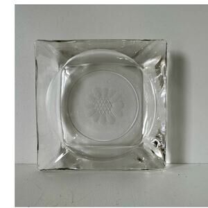 Vintage W J Hughes "Cornflower" ashtray with etched flower center, 2 available